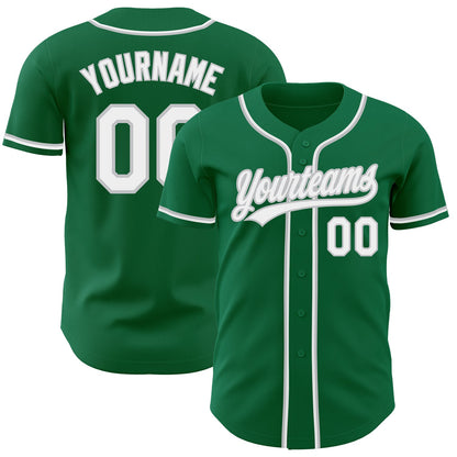 Custom Kelly Green White-Gray Authentic Baseball Jersey - Sky-Custom