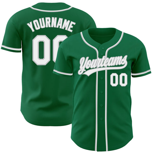 Custom Kelly Green White-Gray Authentic Baseball Jersey - Sky-Custom