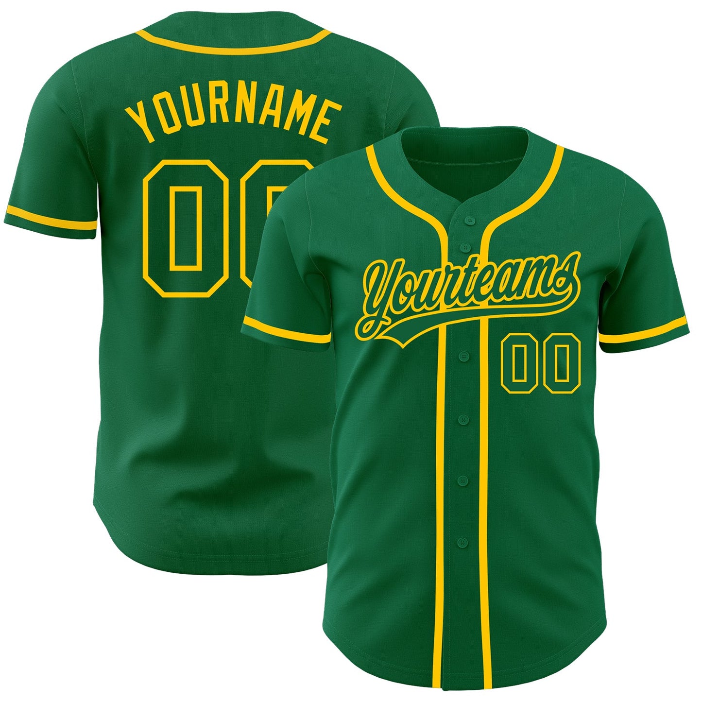 Custom Kelly Green Kelly Green-Gold Authentic Baseball Jersey - Sky-Custom