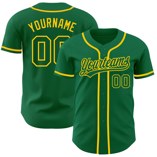 Custom Kelly Green Kelly Green-Gold Authentic Baseball Jersey - Sky-Custom