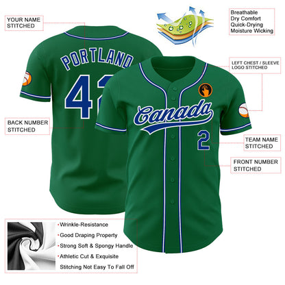 Custom Kelly Green Royal-White Authentic Baseball Jersey - Sky-Custom