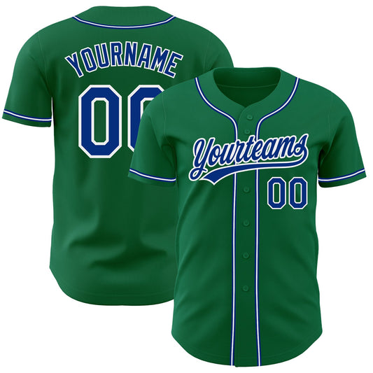 Custom Kelly Green Royal-White Authentic Baseball Jersey - Sky-Custom
