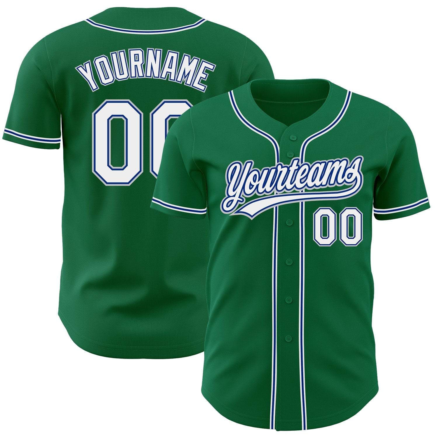 Custom Kelly Green White Royal-Gray Authentic Baseball Jersey - Sky-Custom