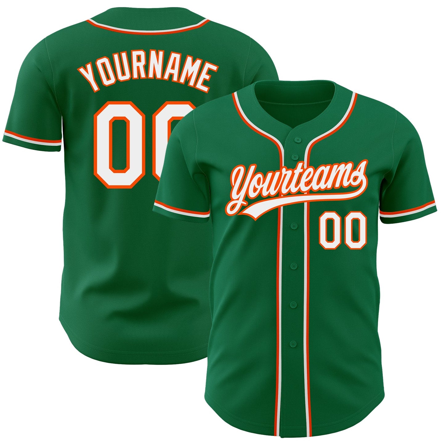 Custom Kelly Green White-Orange Authentic Baseball Jersey - Sky-Custom