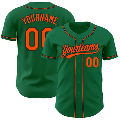 Custom Kelly Green Orange-Black Authentic Baseball Jersey - Sky-Custom