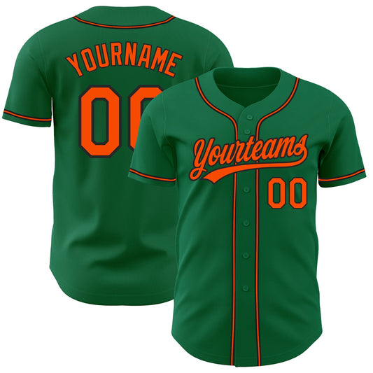 Custom Kelly Green Orange-Black Authentic Baseball Jersey - Sky-Custom