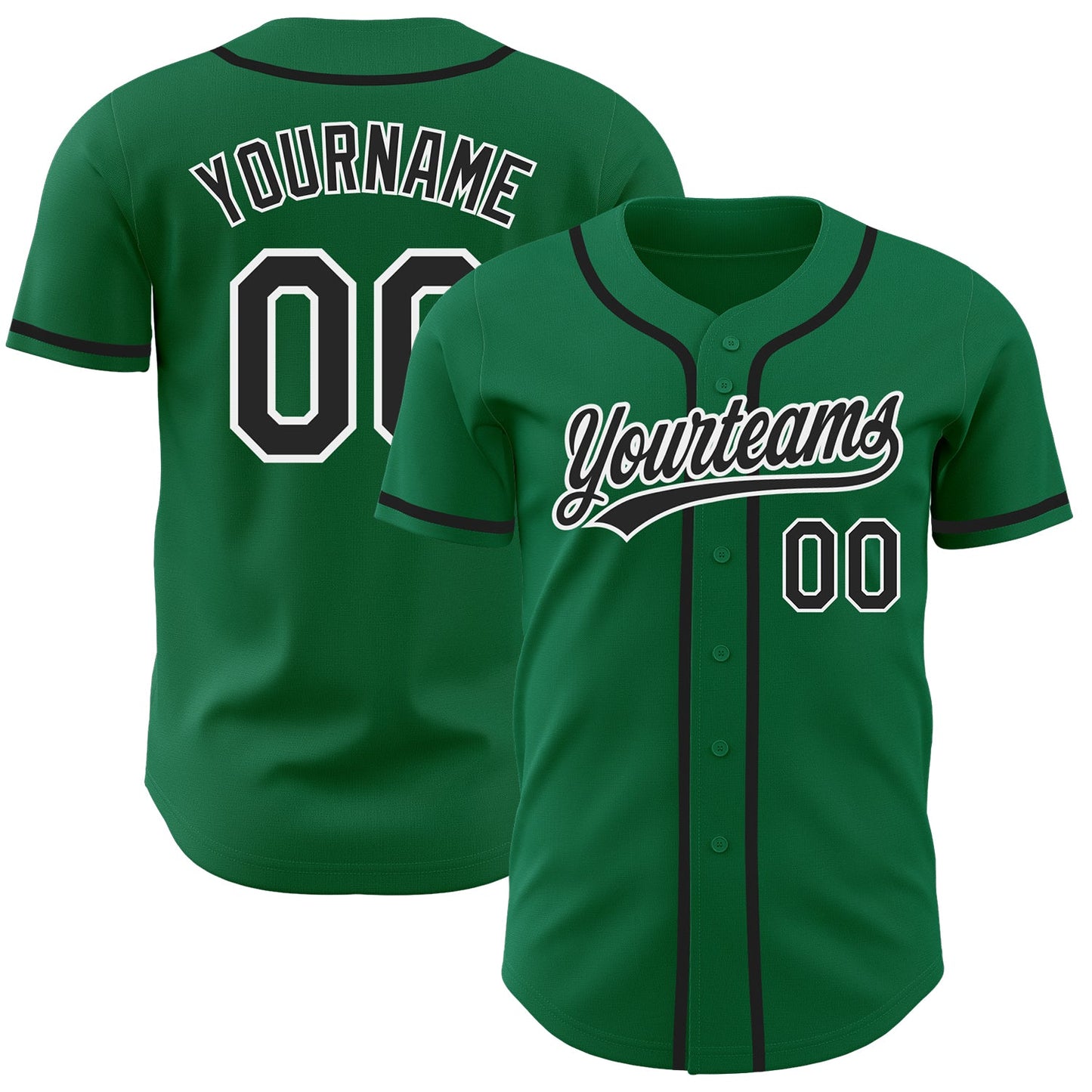 Custom Kelly Green Black-White Authentic Baseball Jersey - Sky-Custom