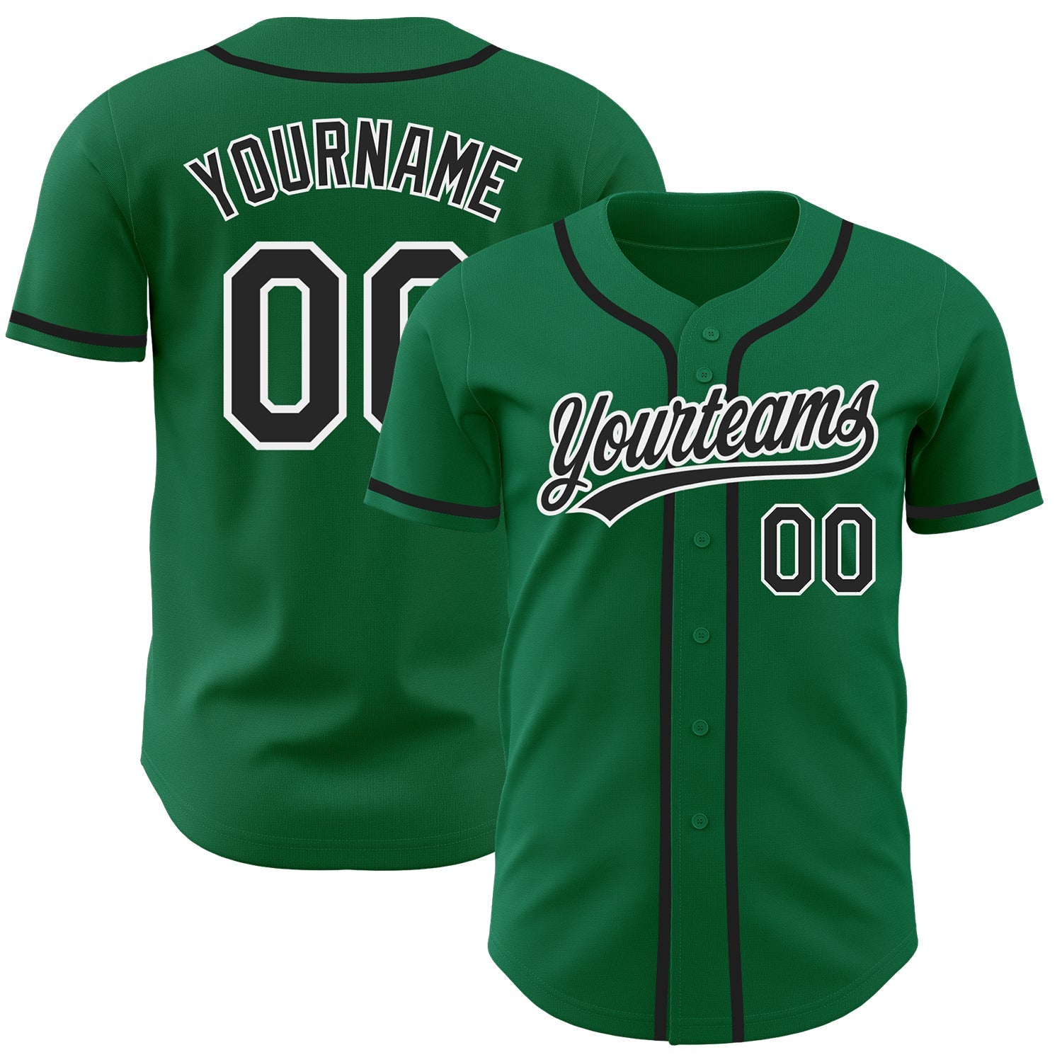 Custom Kelly Green Black-White Authentic Baseball Jersey - Sky-Custom