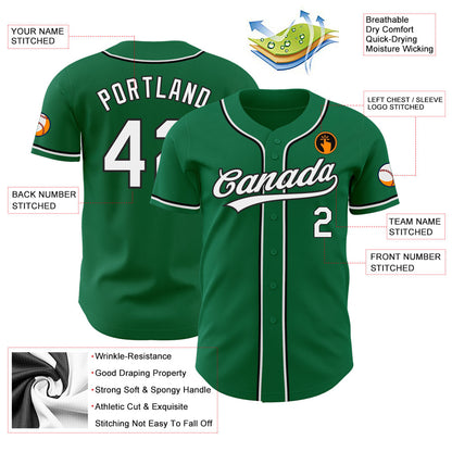 Custom Kelly Green White-Black Authentic Baseball Jersey - Sky-Custom