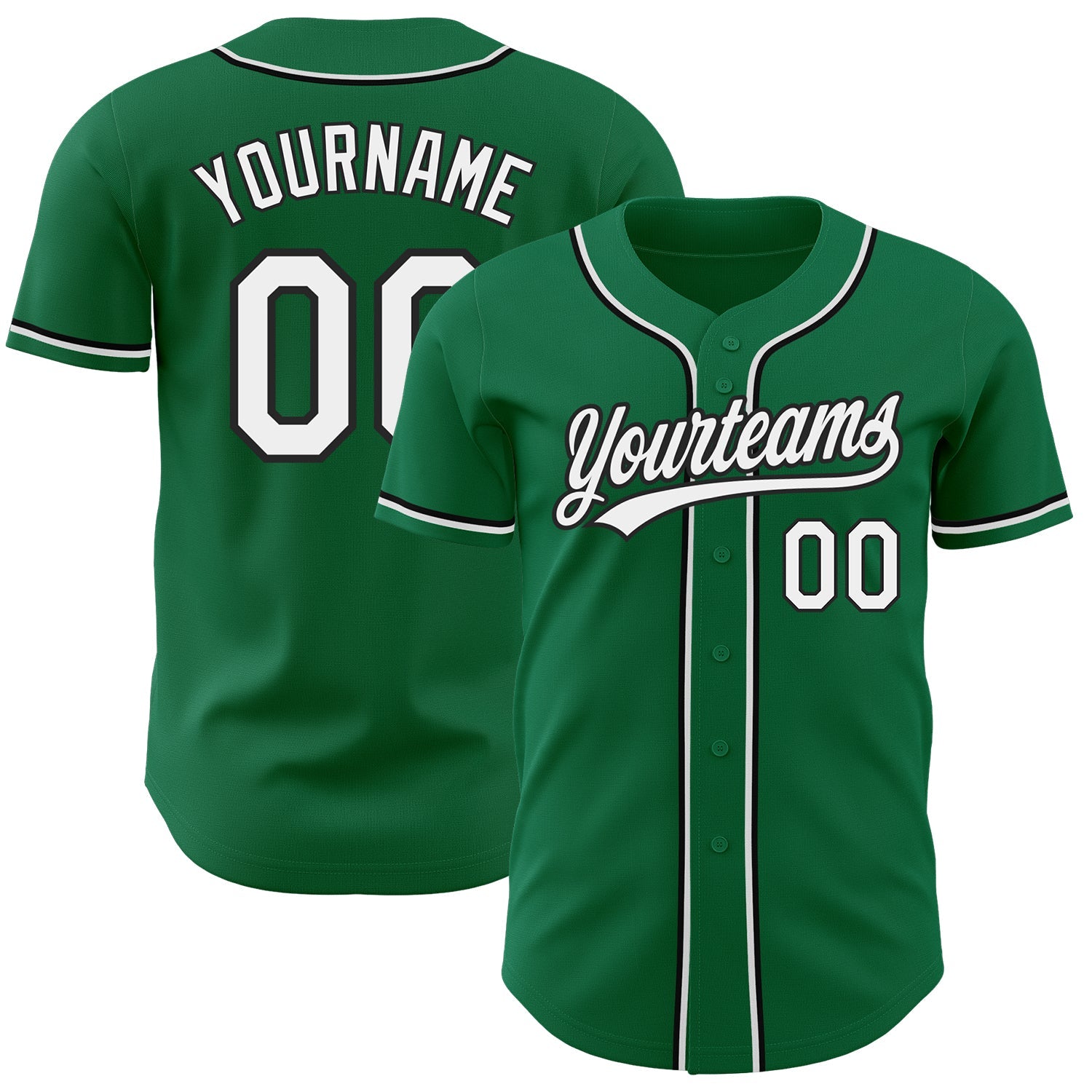 Custom Kelly Green White-Black Authentic Baseball Jersey - Sky-Custom
