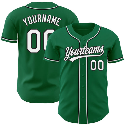 Custom Kelly Green White-Black Authentic Baseball Jersey - Sky-Custom