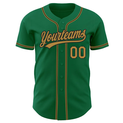 Custom Kelly Green Old Gold-Black Authentic Baseball Jersey - Sky-Custom