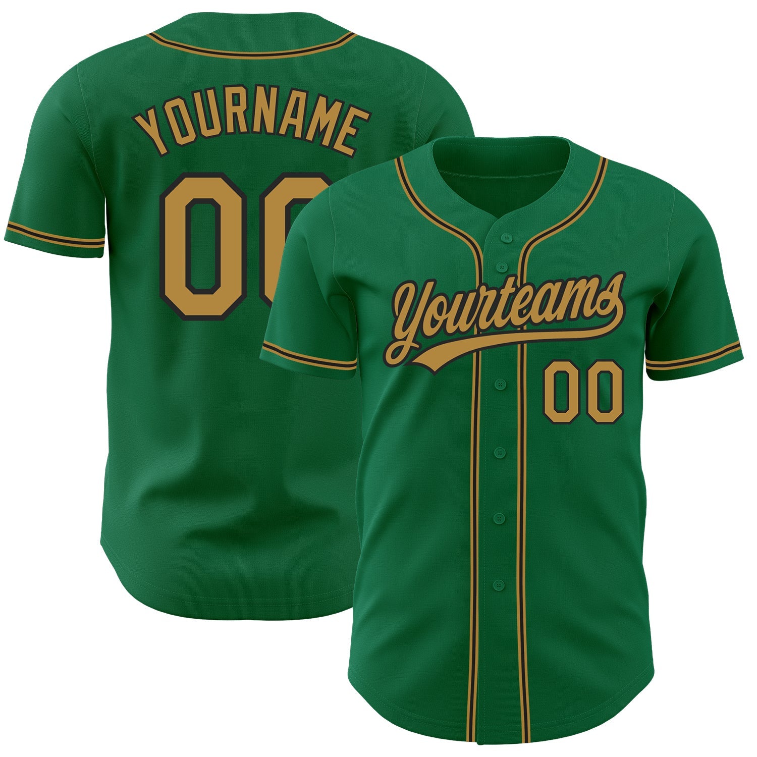 Custom Kelly Green Old Gold-Black Authentic Baseball Jersey - Sky-Custom
