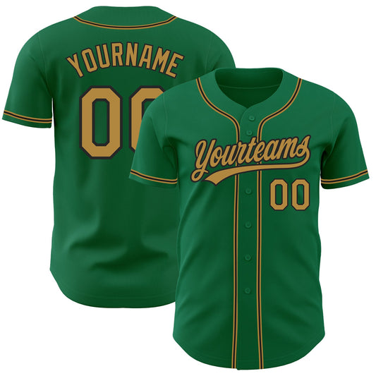 Custom Kelly Green Old Gold-Black Authentic Baseball Jersey - Sky-Custom