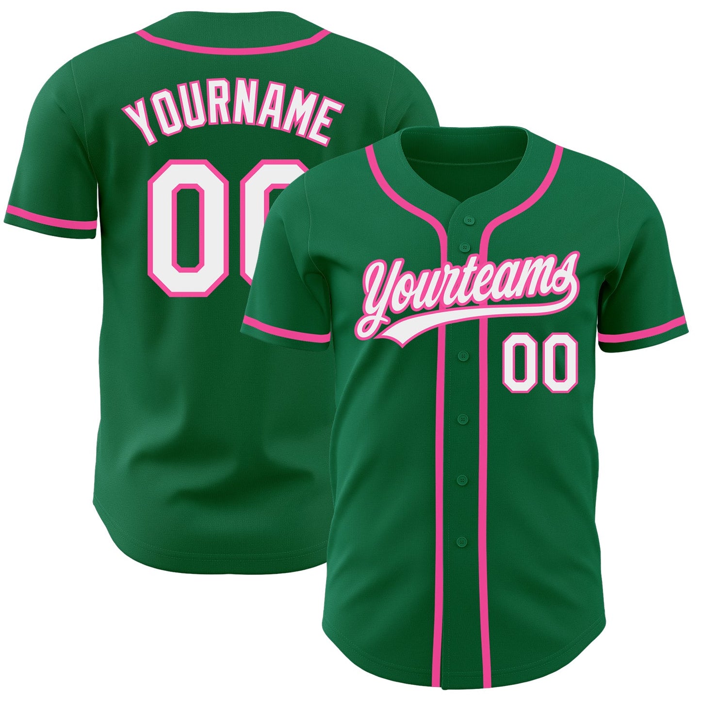 Custom Kelly Green White-Pink Authentic Baseball Jersey - Sky-Custom