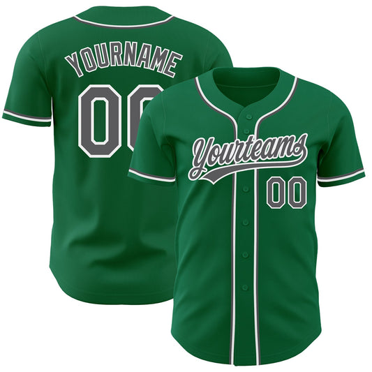Custom Kelly Green Steel Gray-White Authentic Baseball Jersey - Sky-Custom