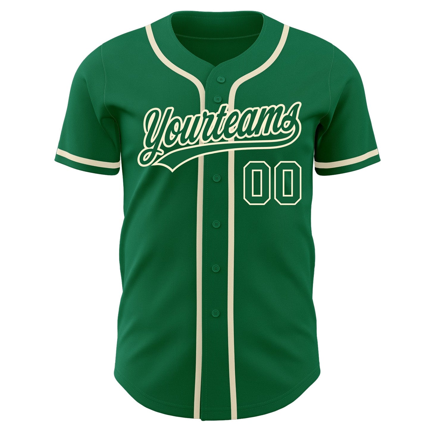 Custom Kelly Green Kelly Green-Cream Authentic Baseball Jersey - Sky-Custom