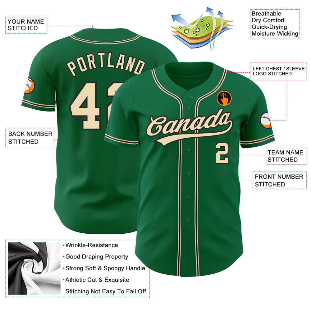 Custom Kelly Green City Cream-Black Authentic Baseball Jersey - Sky-Custom
