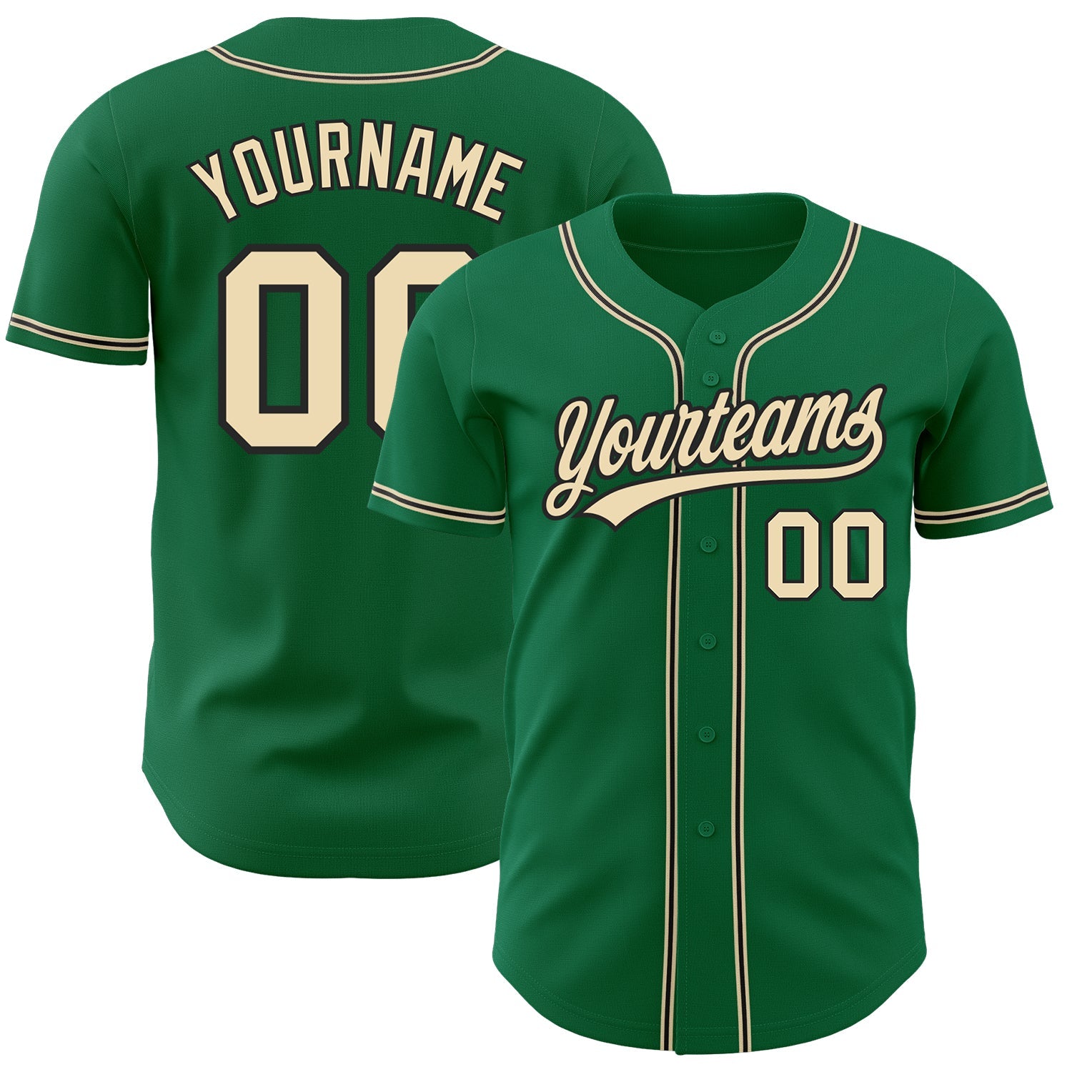 Custom Kelly Green City Cream-Black Authentic Baseball Jersey - Sky-Custom