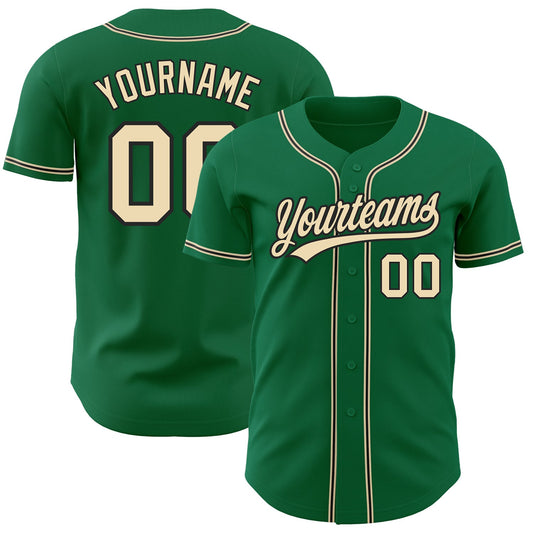 Custom Kelly Green City Cream-Black Authentic Baseball Jersey - Sky-Custom
