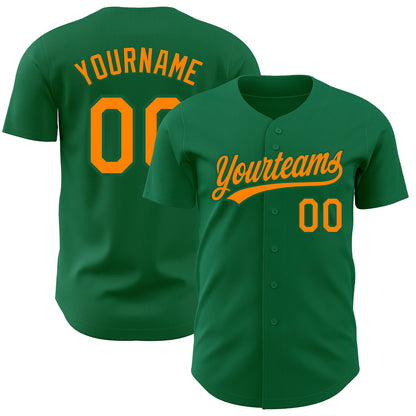 Custom Kelly Green Bay Orange Authentic Baseball Jersey - Sky-Custom