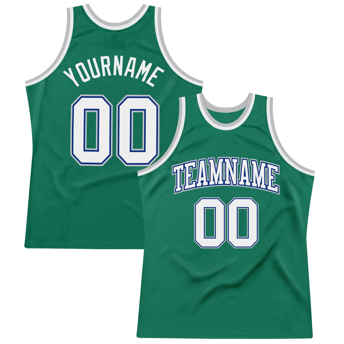 Custom Kelly Green White Royal-Gray Authentic Throwback Basketball Jersey - Sky-Custom