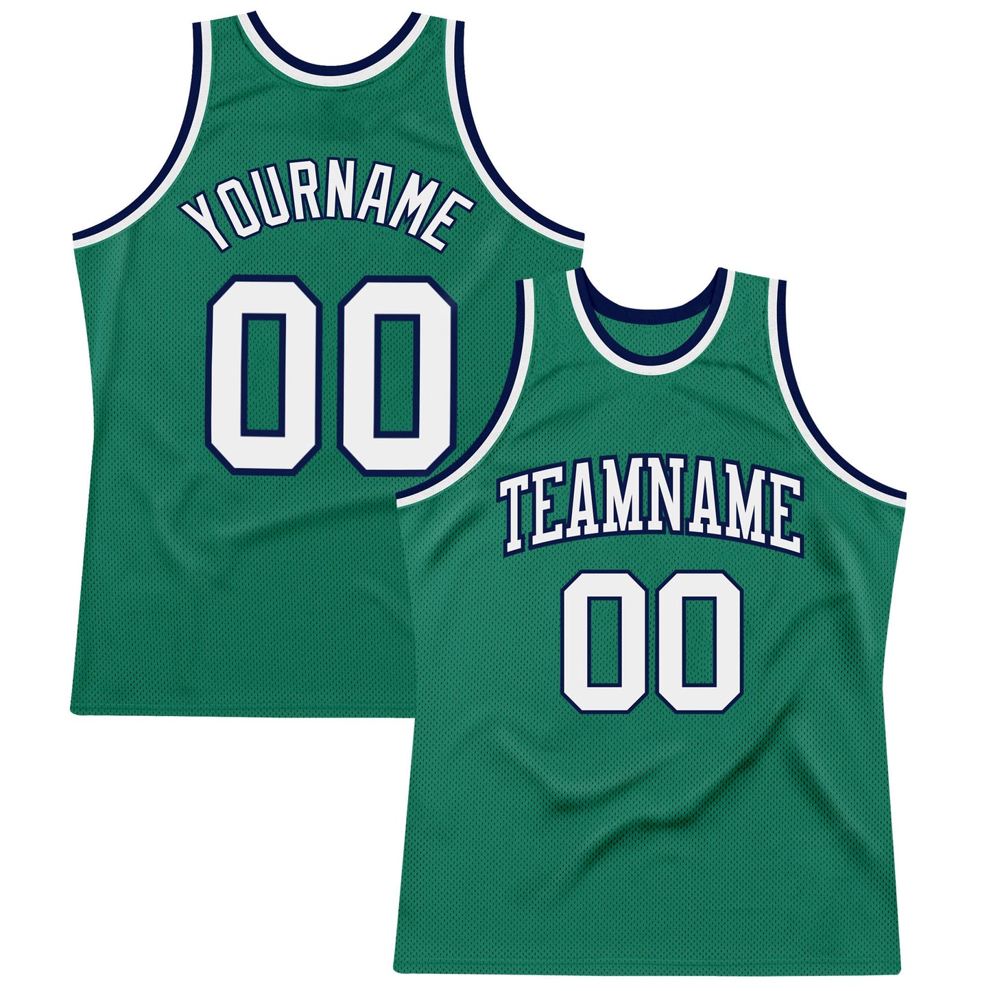 Custom Kelly Green White-Navy Authentic Throwback Basketball Jersey - Sky-Custom