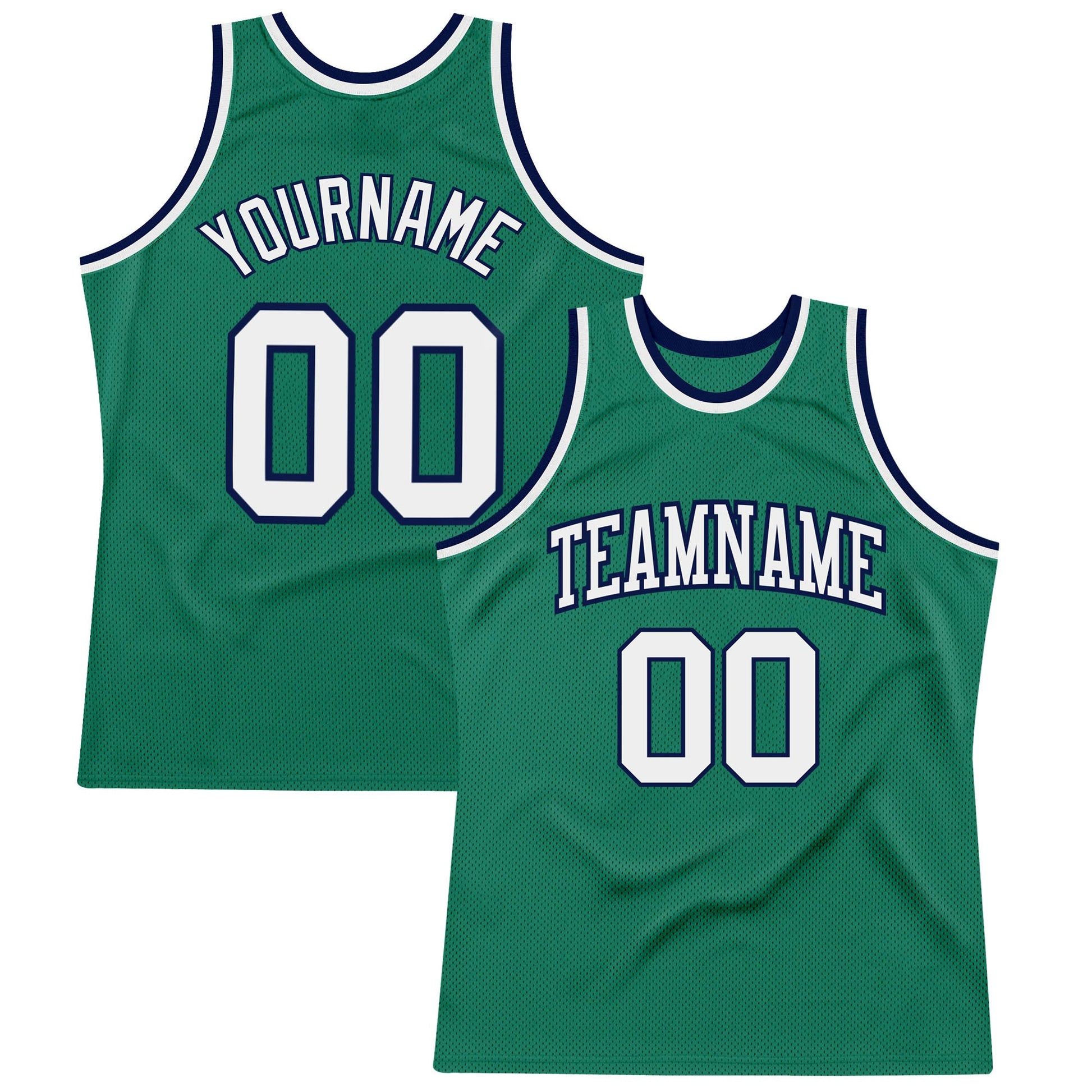 Custom Kelly Green White-Navy Authentic Throwback Basketball Jersey - Sky-Custom