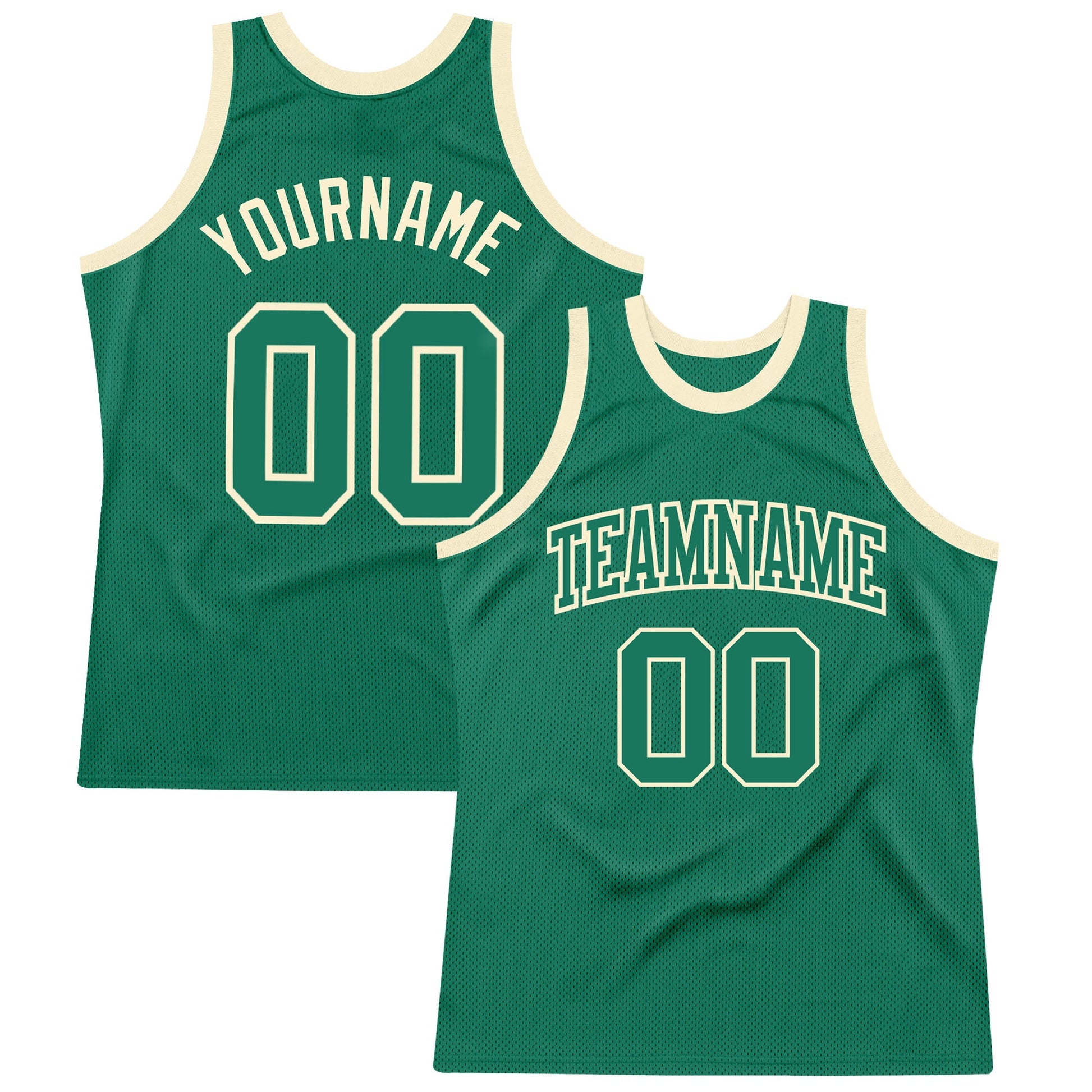 Custom Kelly Green Kelly Green-Cream Authentic Throwback Basketball Jersey - Sky-Custom