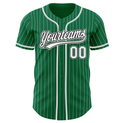 Custom Kelly Green White Pinstripe White Black-Gray Authentic Baseball Jersey - Sky-Custom