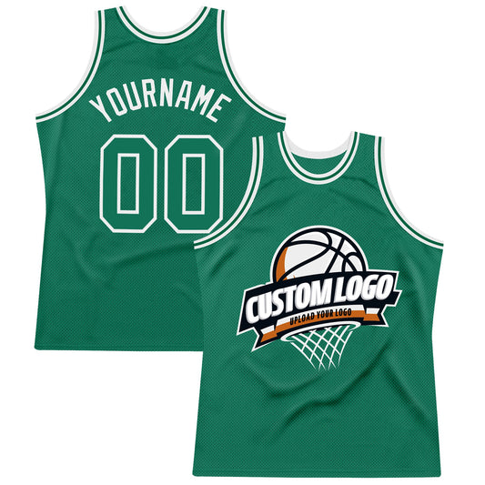 Custom Kelly Green White Authentic Throwback Basketball Jersey - Sky-Custom