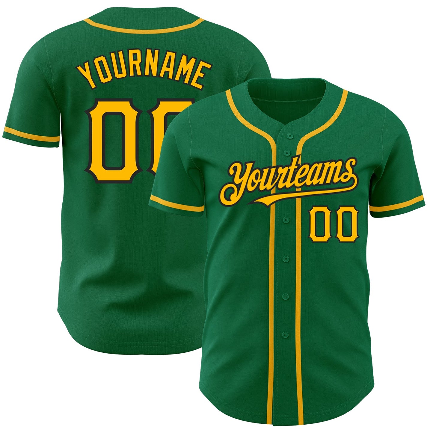 Custom Kelly Green Gold-Black Authentic Baseball Jersey - Sky-Custom