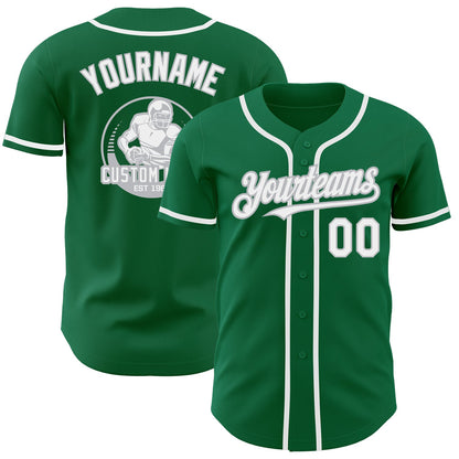 Custom Kelly Green White-Gray Authentic Baseball Jersey - Sky-Custom