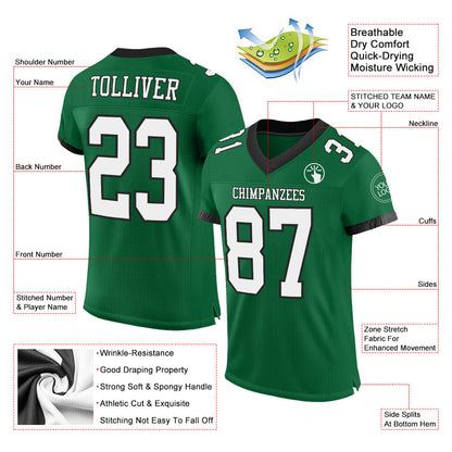 Custom Kelly Green White-Black Mesh Authentic Football Jersey - Sky-Custom