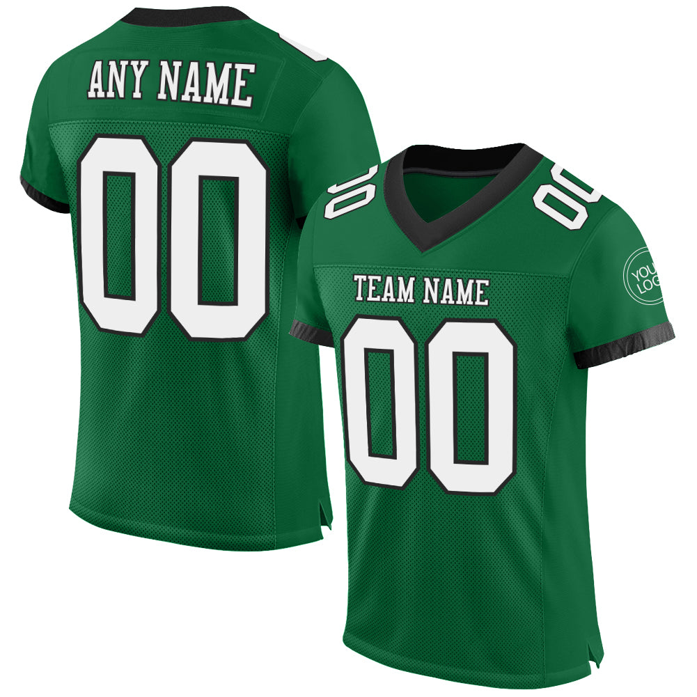 Custom Kelly Green White-Black Mesh Authentic Football Jersey - Sky-Custom