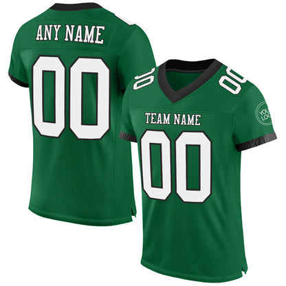 Custom Kelly Green White-Black Mesh Authentic Football Jersey - Sky-Custom