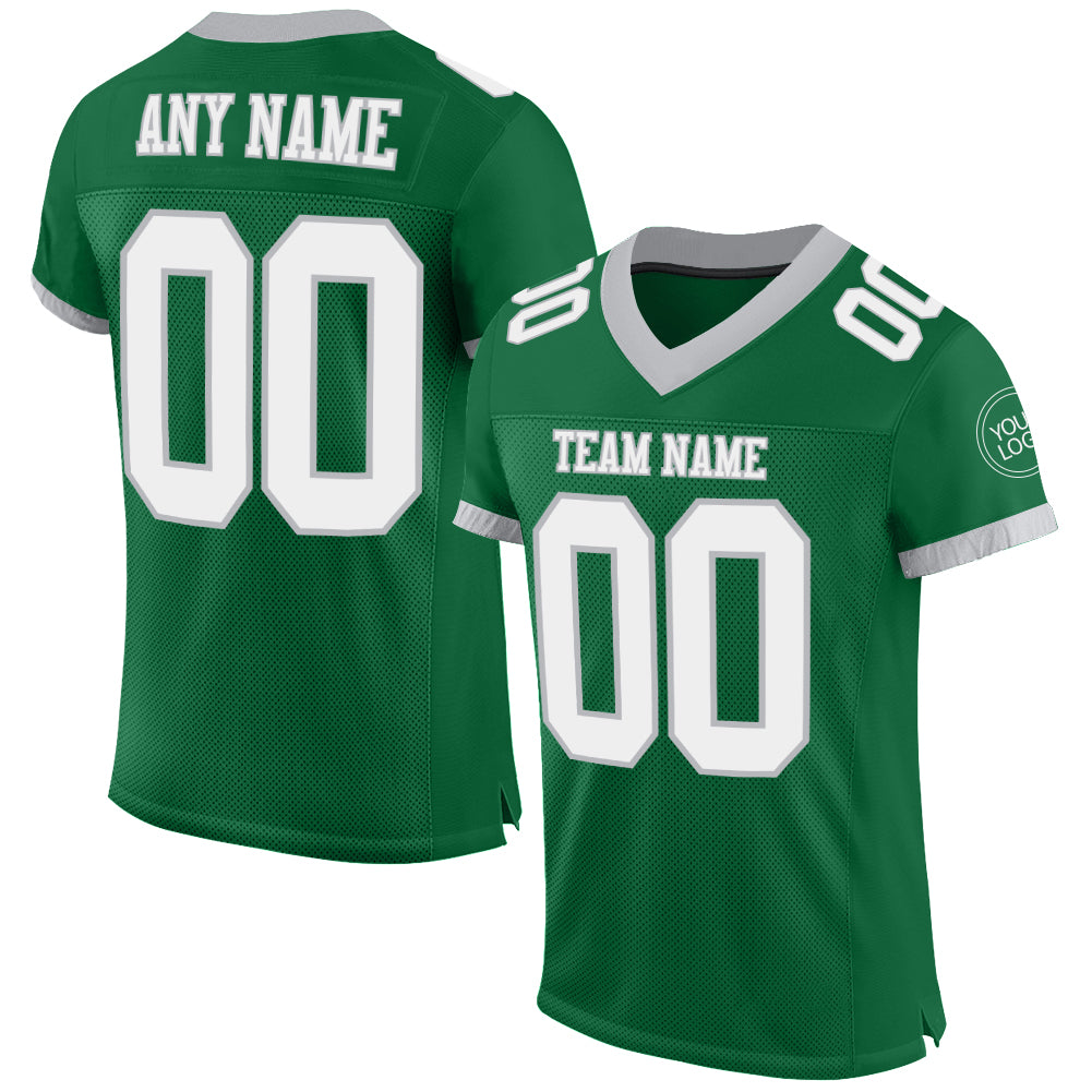 Custom Kelly Green White-Gray Mesh Authentic Football Jersey - Sky-Custom