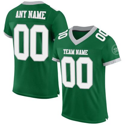 Custom Kelly Green White-Gray Mesh Authentic Football Jersey - Sky-Custom