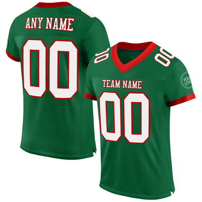 Custom Kelly Green White-Red Mesh Authentic Football Jersey - Sky-Custom