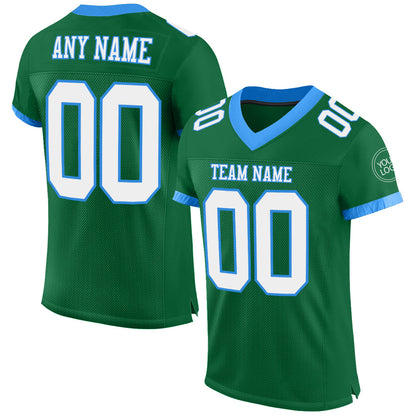 Custom Kelly Green White-Powder Blue Mesh Authentic Football Jersey - Sky-Custom