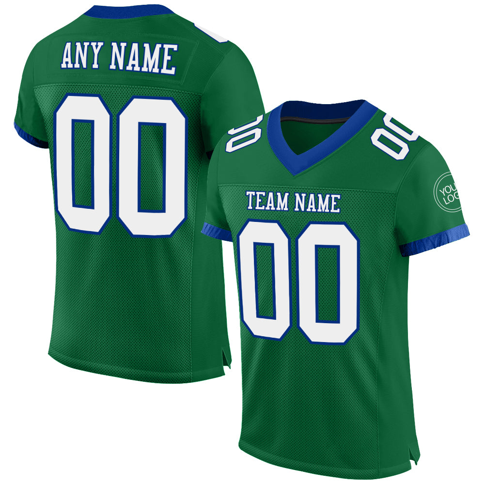 Custom Kelly Green White-Royal Mesh Authentic Football Jersey - Sky-Custom
