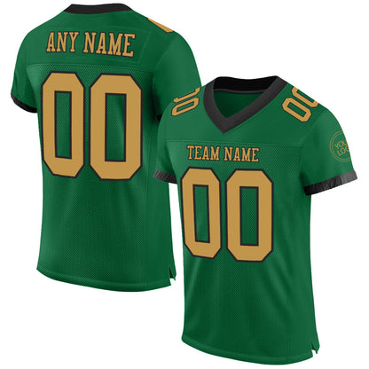 Custom Kelly Green Old Gold-Black Mesh Authentic Football Jersey - Sky-Custom