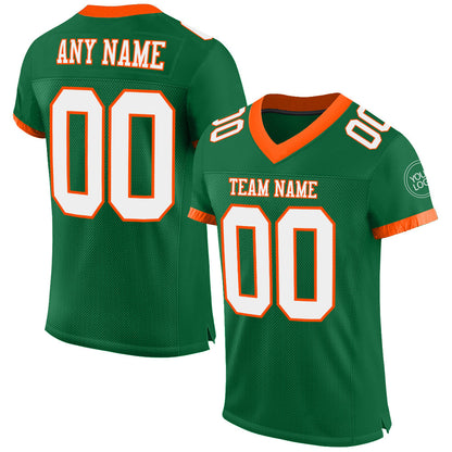 Custom Kelly Green White-Orange Mesh Authentic Football Jersey - Sky-Custom