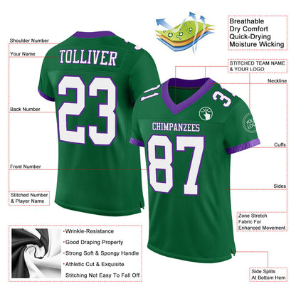 Custom Kelly Green White-Purple Mesh Authentic Football Jersey - Sky-Custom