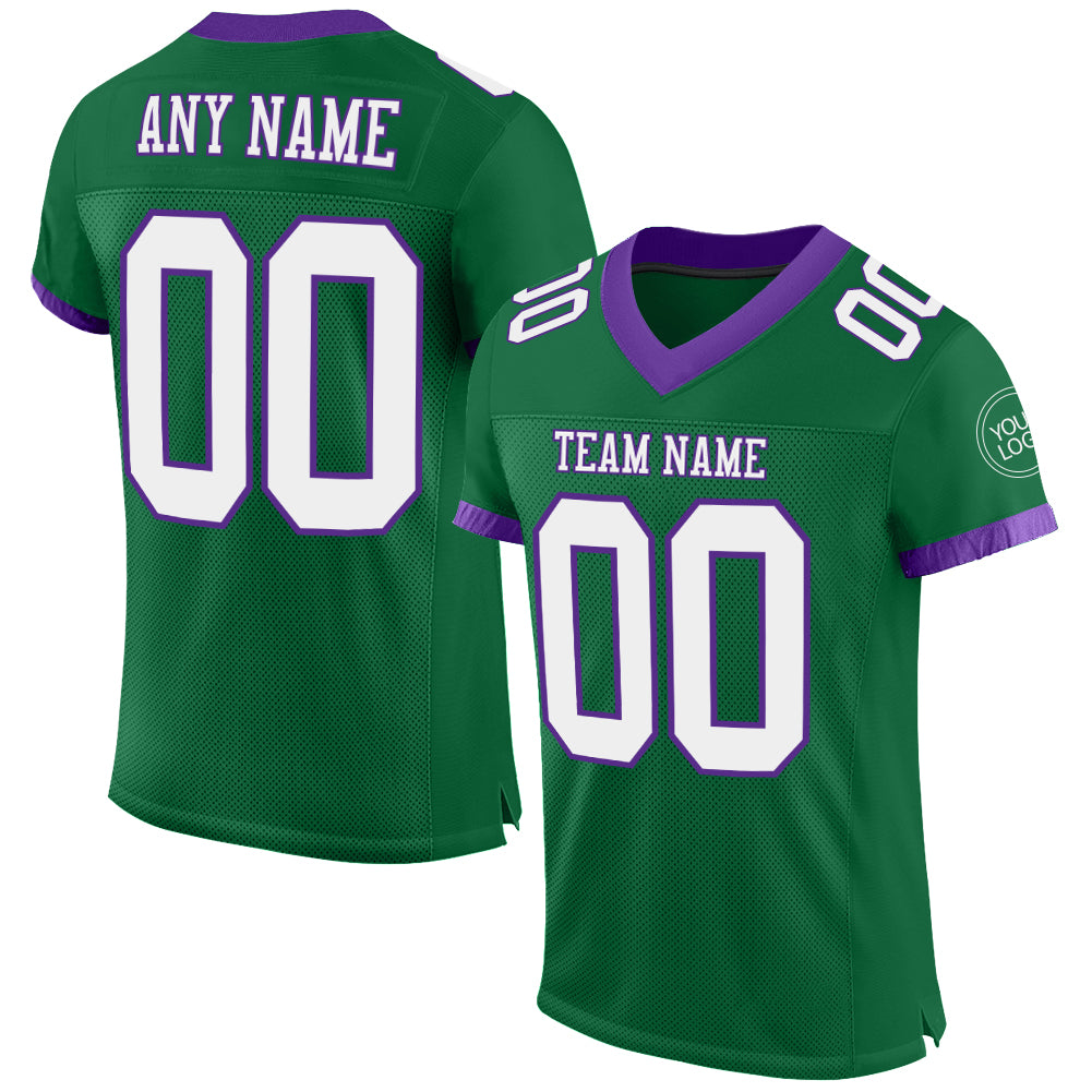 Custom Kelly Green White-Purple Mesh Authentic Football Jersey - Sky-Custom