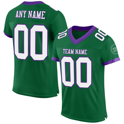Custom Kelly Green White-Purple Mesh Authentic Football Jersey - Sky-Custom