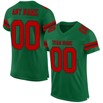 Custom Kelly Green Red-Black Mesh Authentic Football Jersey - Sky-Custom