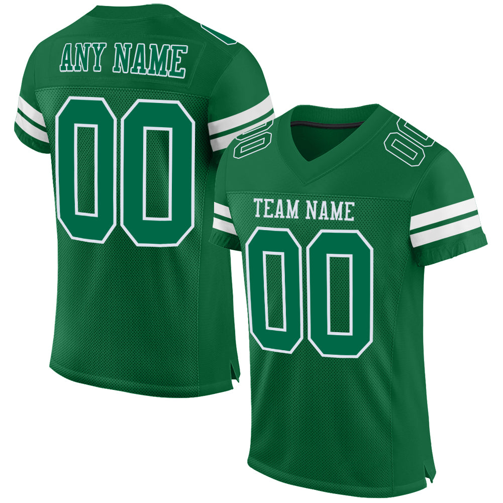 Custom Kelly Green White Mesh Authentic Football Jersey - Sky-Custom