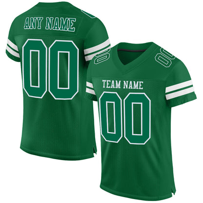 Custom Kelly Green White Mesh Authentic Football Jersey - Sky-Custom