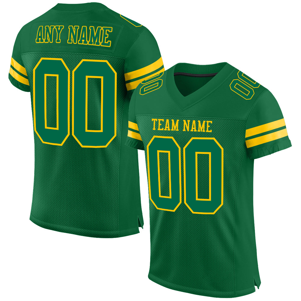Custom Kelly Green Yellow Mesh Authentic Football Jersey - Sky-Custom